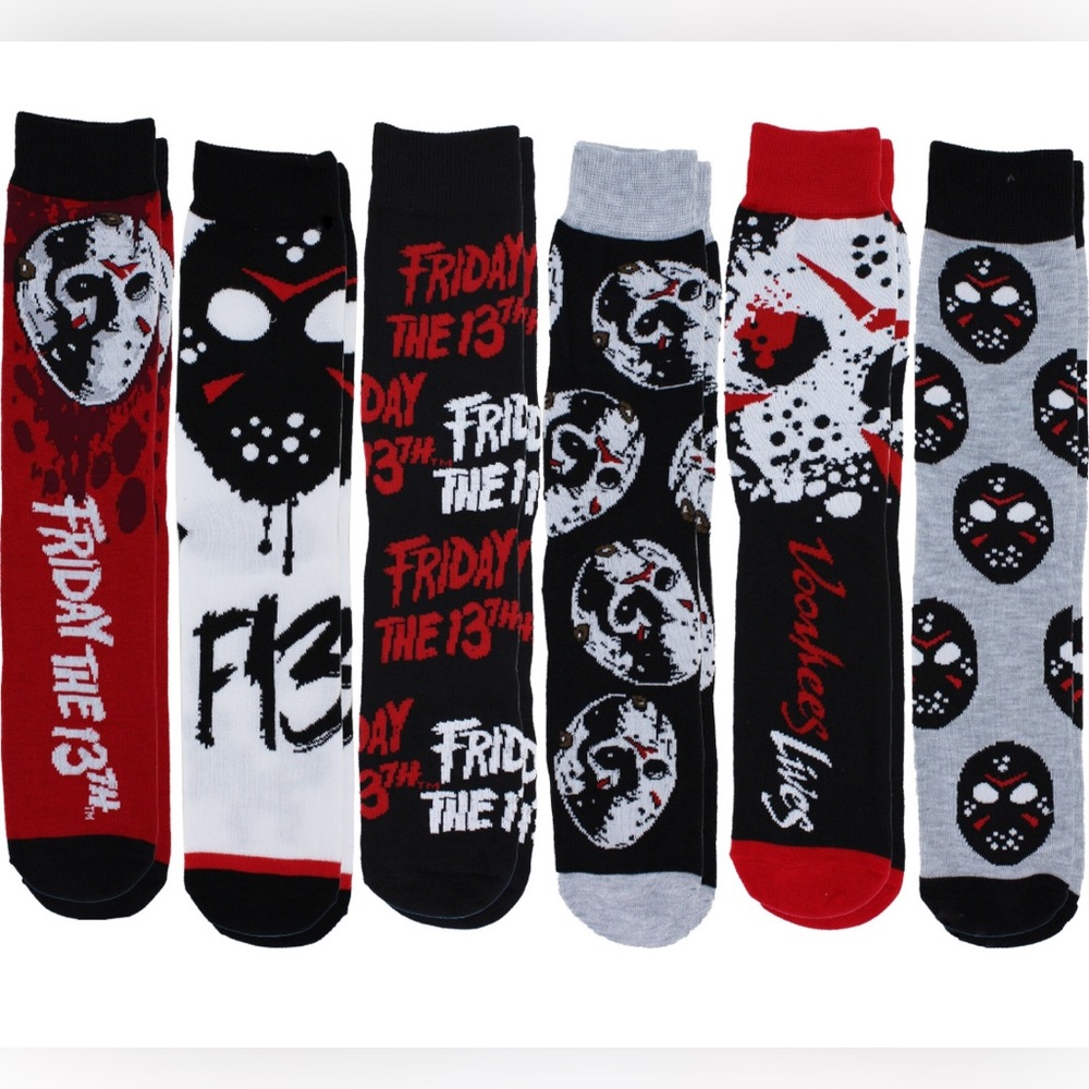 NWT 6 pack Friday the 13th Men's‎ Socks. Size 6-12